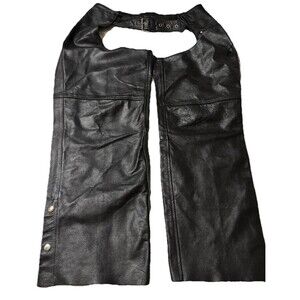 VTG Barney’s Leather Daytona Motorcycle Chaps Black Biker Riding Pants XL